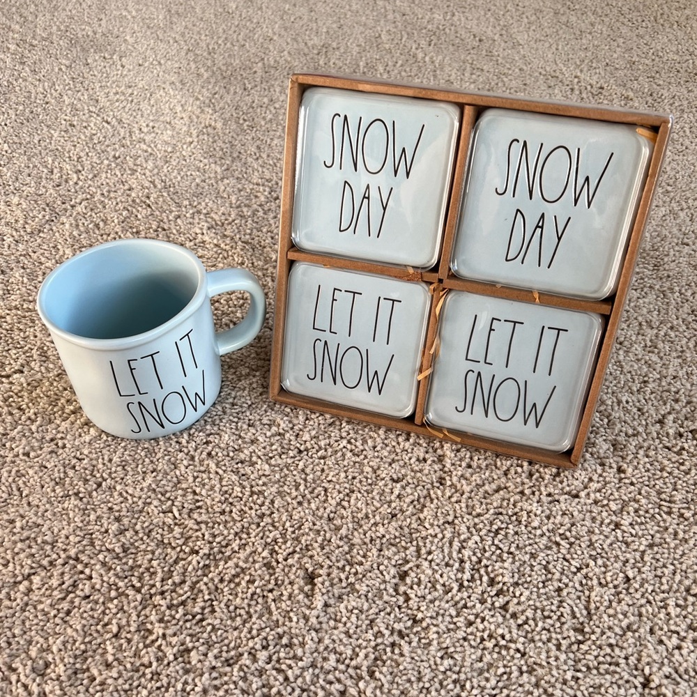 Rae Dunn Blue Mug & Coaster Set
